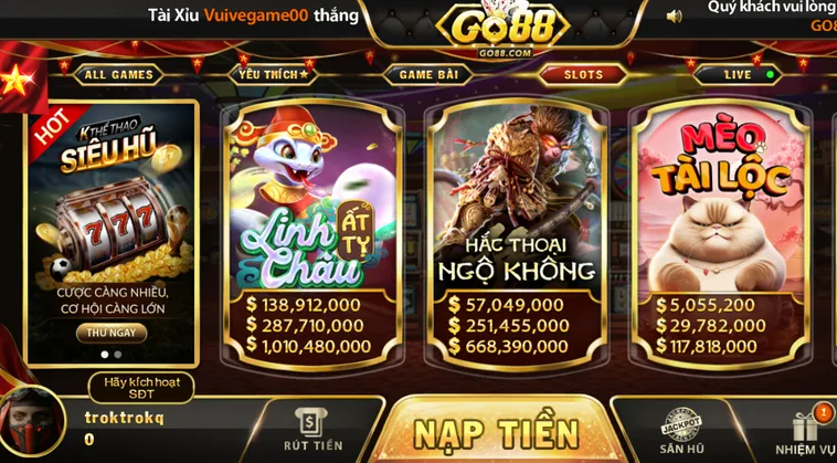 Sảnh Nổ Hũ Go88 Sân Chơi Đẳng Cấp Với Những Phần Thưởng Jackpot Khổng Lồ