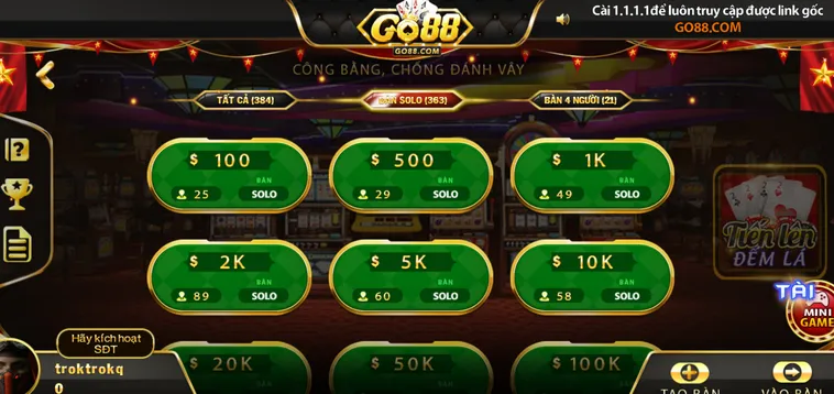 Bùng Nổ Cảm Xúc Tại Thế Giới Tiến Lên Đếm Lá tại Go88 Đỉnh Cao