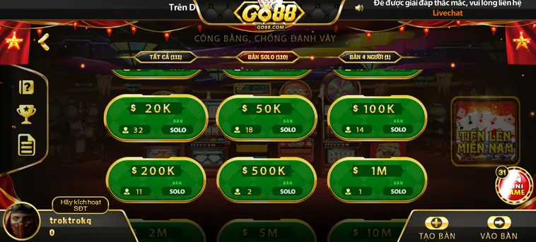 Chinh Phục Thử Thách Đỉnh Cao Tại Sảnh Tiến Lên Miền Nam tại Go88 Đẳng Cấp